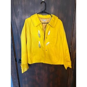 Gap Womens Yellow Cotton Canvas Toggle Jacket Yellow Coat Medium